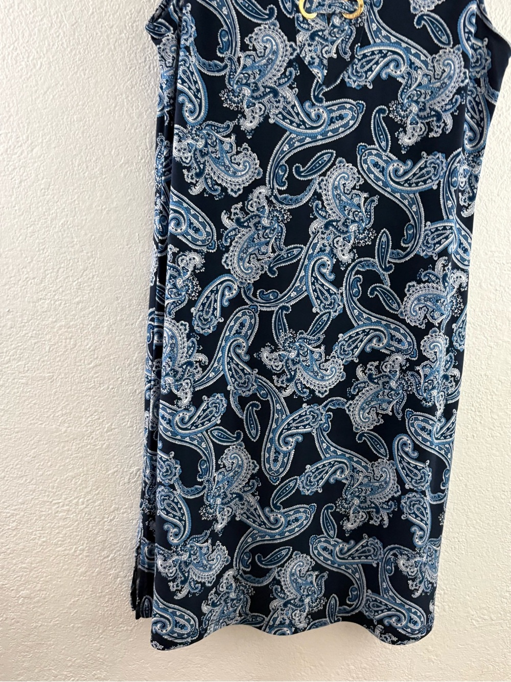 MICHAEL Michael Kors blue paisley sleeveless dress gold-tone hardware size S - Picture 3 of 7